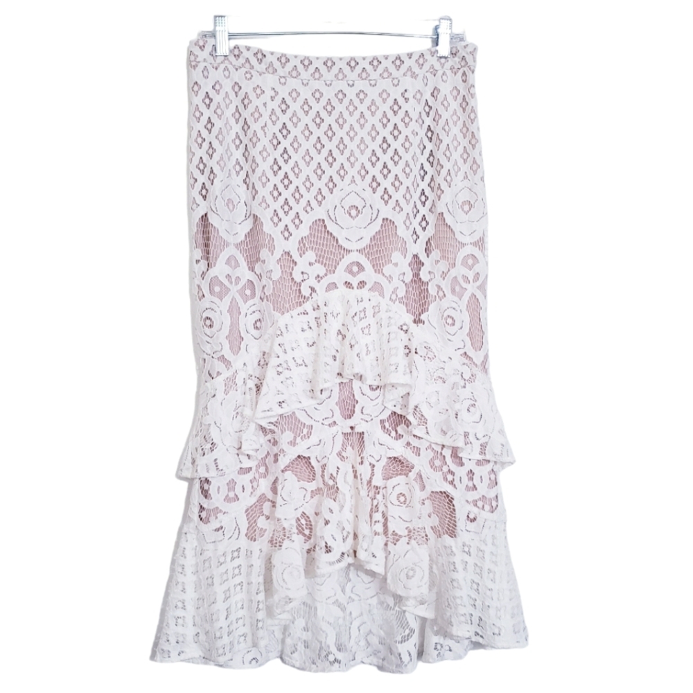 Chelsea28 Tiered Lace Midi Skirt